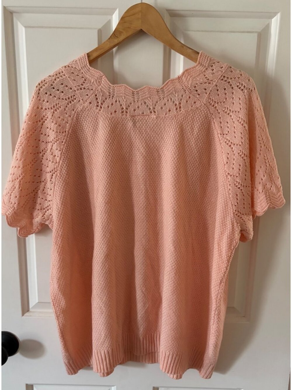 Vintage Blair Sweater Pink Peach Short Sleeve Scalloped Neck 2XL - Picture 5 of 6